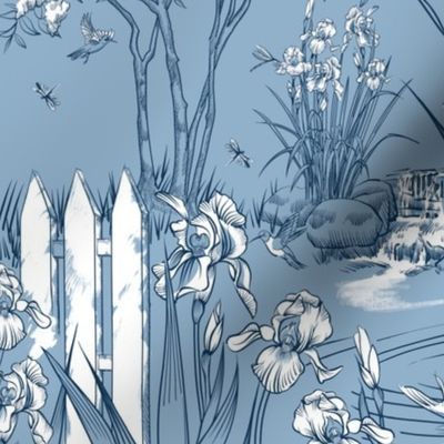 Toile Iris Pond Pattern | Cottage Blue + Navy + White  | Repeating Pattern