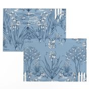 Toile Iris Pond Pattern | Cottage Blue + Navy + White  | Repeating Pattern