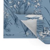 Toile Iris Pond Pattern | Cottage Blue + Navy + White  | Repeating Pattern