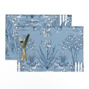 Toile Iris Pond Pattern | Cottage Blue + Navy + White  | Repeating Pattern