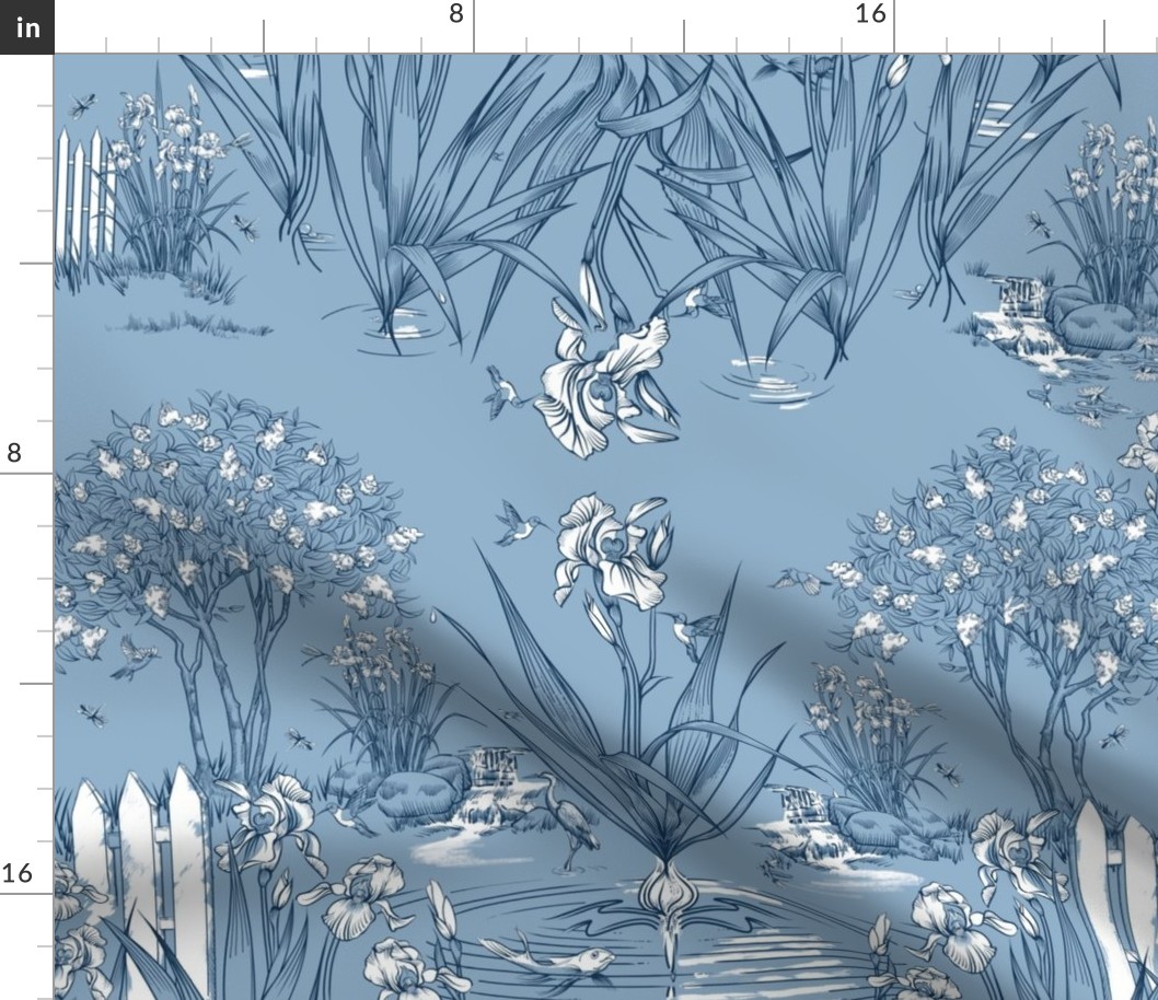 Toile Iris Pond Pattern | Cottage Blue + Navy + White  | Repeating Pattern