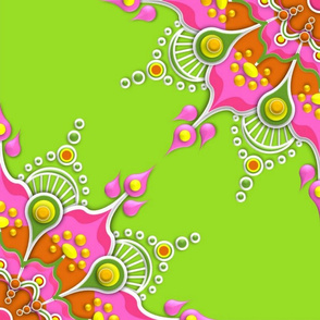 Mandala Pinks on Green 