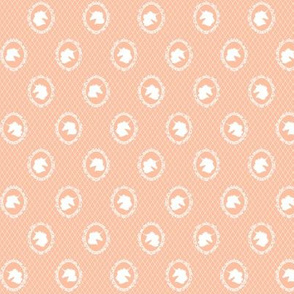Micro Unicorn Cameo Portrait Pattern on Peach Sorbet