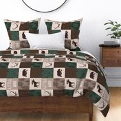 Little Man Woodland Quilt - Hunter Green and brown - rotated