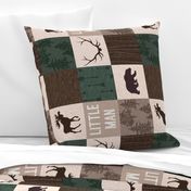 Little Man Woodland Quilt - Hunter Green and brown - rotated