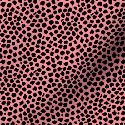 Ink drops animal print spots and dots wild cat neutral nursery warm pink black