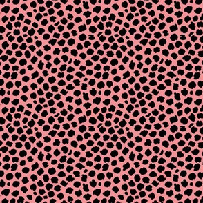Ink drops animal print spots and dots wild cat neutral nursery warm pink black