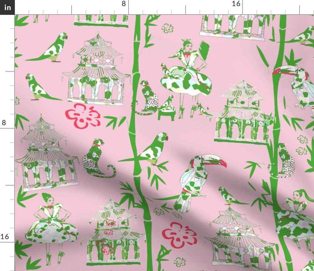 Palm Beach Garden Party -Pink Fabric | Spoonflower