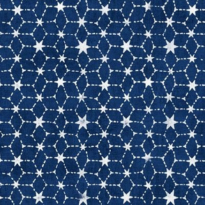 Constellations Block Print in Indigo Blue | Geometric fabric, stars fabric, Moroccan tile pattern, navy blue boho print.