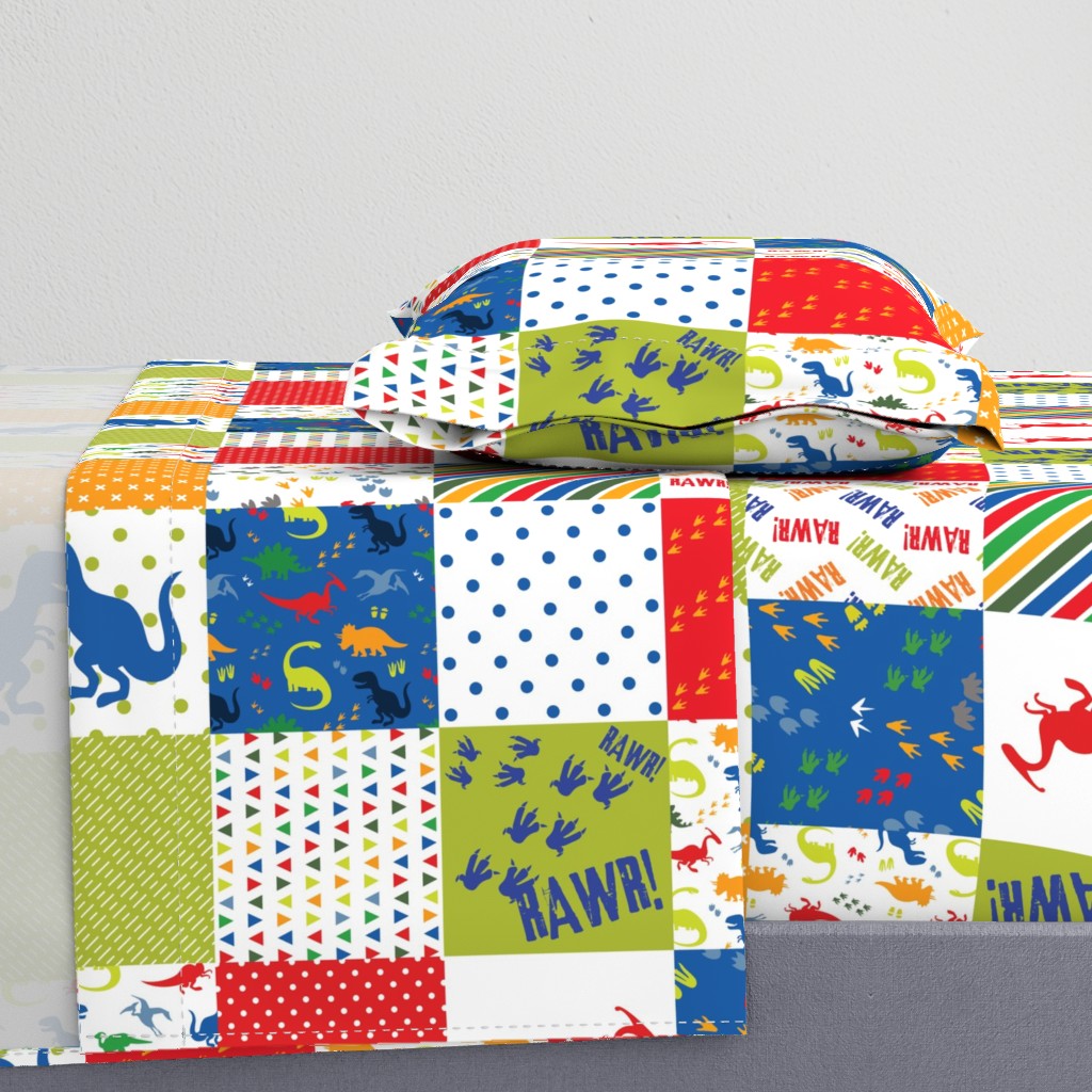 6" Dinosaur cheater quilt - rotated