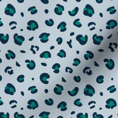 Little spotted leopard dreams panther animal print trend boho design soft blue navy green boys