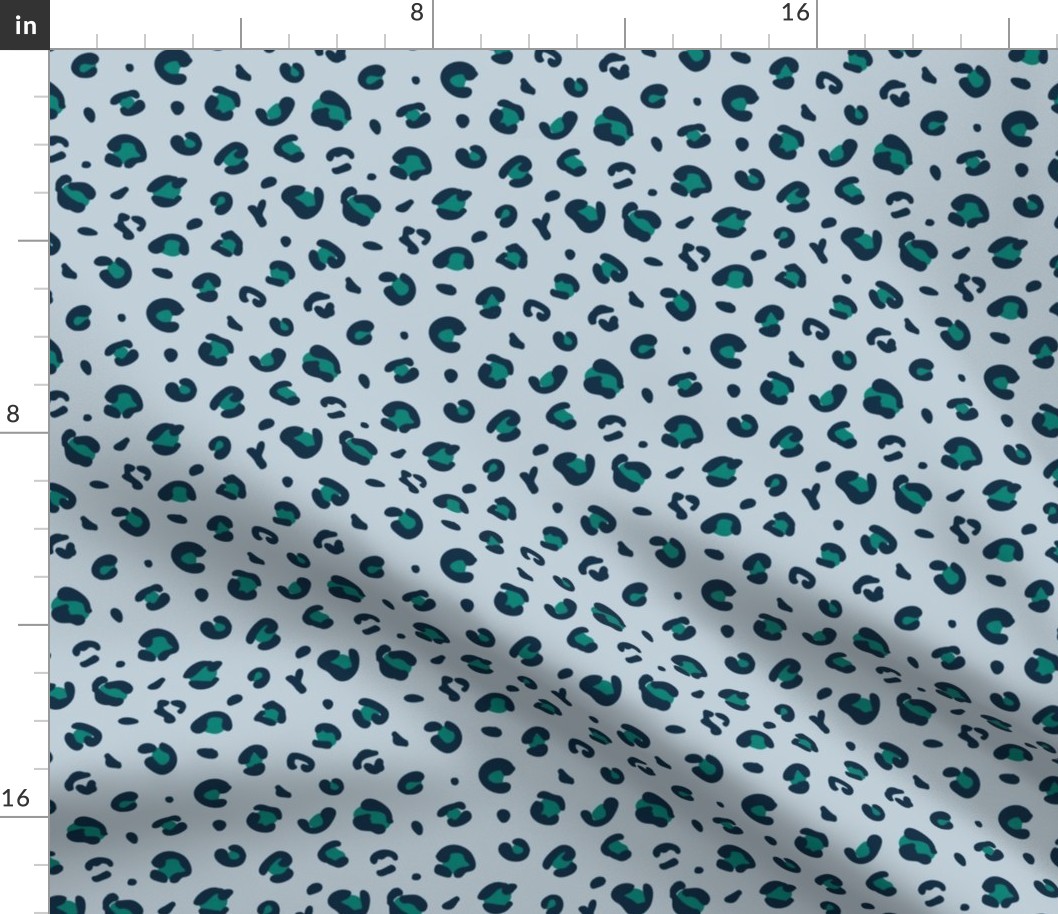 Little spotted leopard dreams panther animal print trend boho design soft blue navy green boys