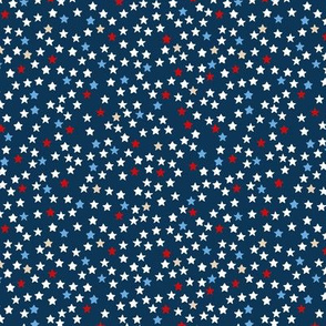 Little sparkly night USA 4th of July stars basic star texture SMALL navy blue red SMALL
