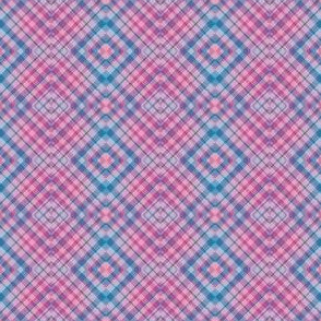 Small - Diagonal Spring Plaid Stripes in Blue - Pink - Lavender