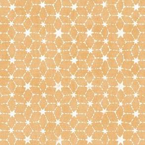 Constellations Block Print in Gold Ochre | Geometric fabric, stars fabric, Moroccan tile pattern, soft yellow boho print.