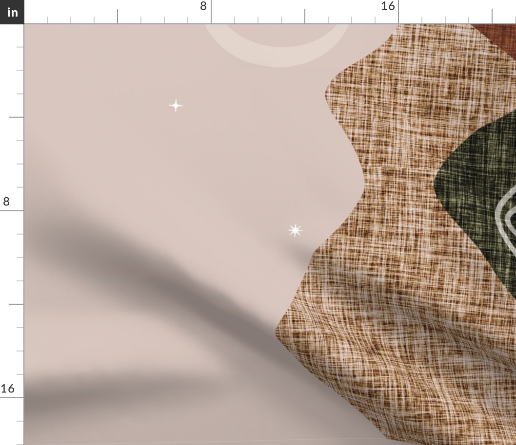 42x72 for crib sheet: layered mountain // laurel, olive green, cinnamon, 26-13 x, caramel no. 2, starfish, 13-2