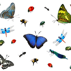 Butterflies,ladybugs,insects pattern 