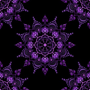 Noir Mandala Purple on Black - Medium