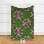 Rose Mandala on Green - Large