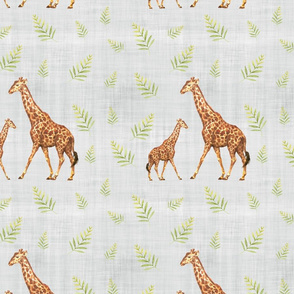 giraffe leaf grey linen