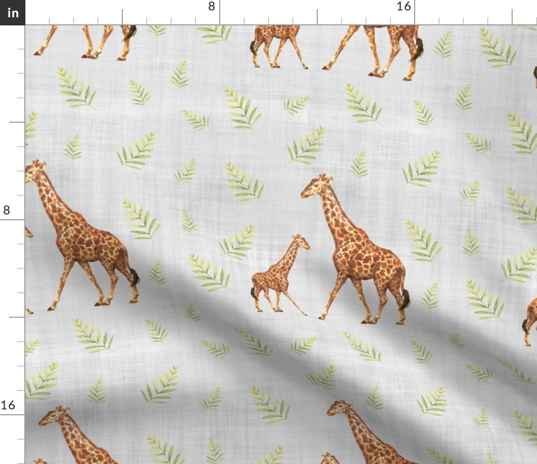 giraffe leaf grey linen