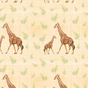 giraffe leaf orange linen