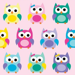 Girly Owls on Pink 