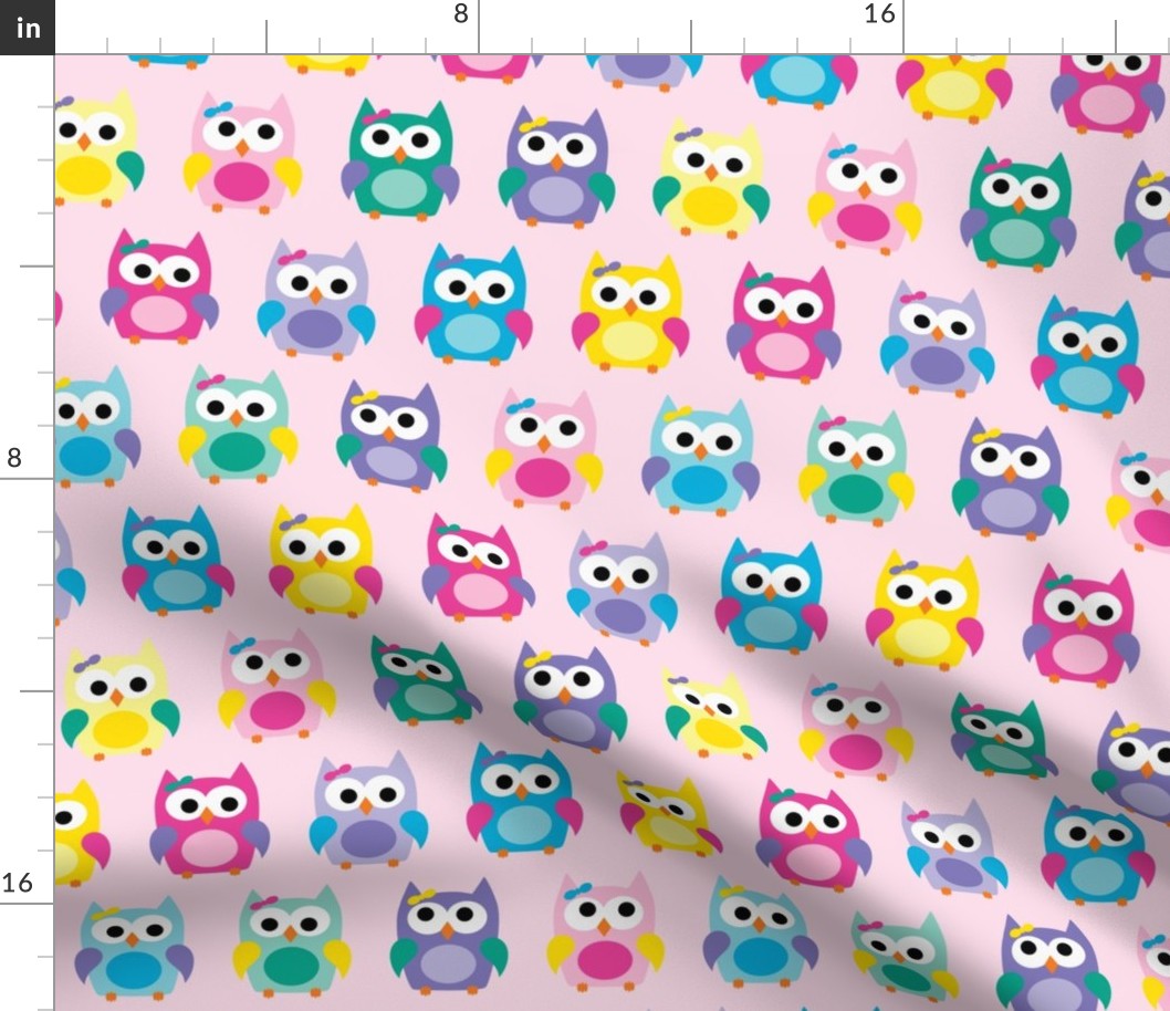 Girly Owls on Pink 