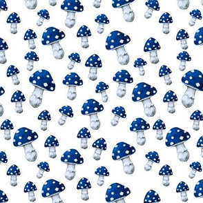 Wonderland MUSHROOM Indigo on White // standard