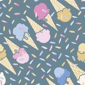 Watercolor Ice Cream Dream - Pink and Blue 