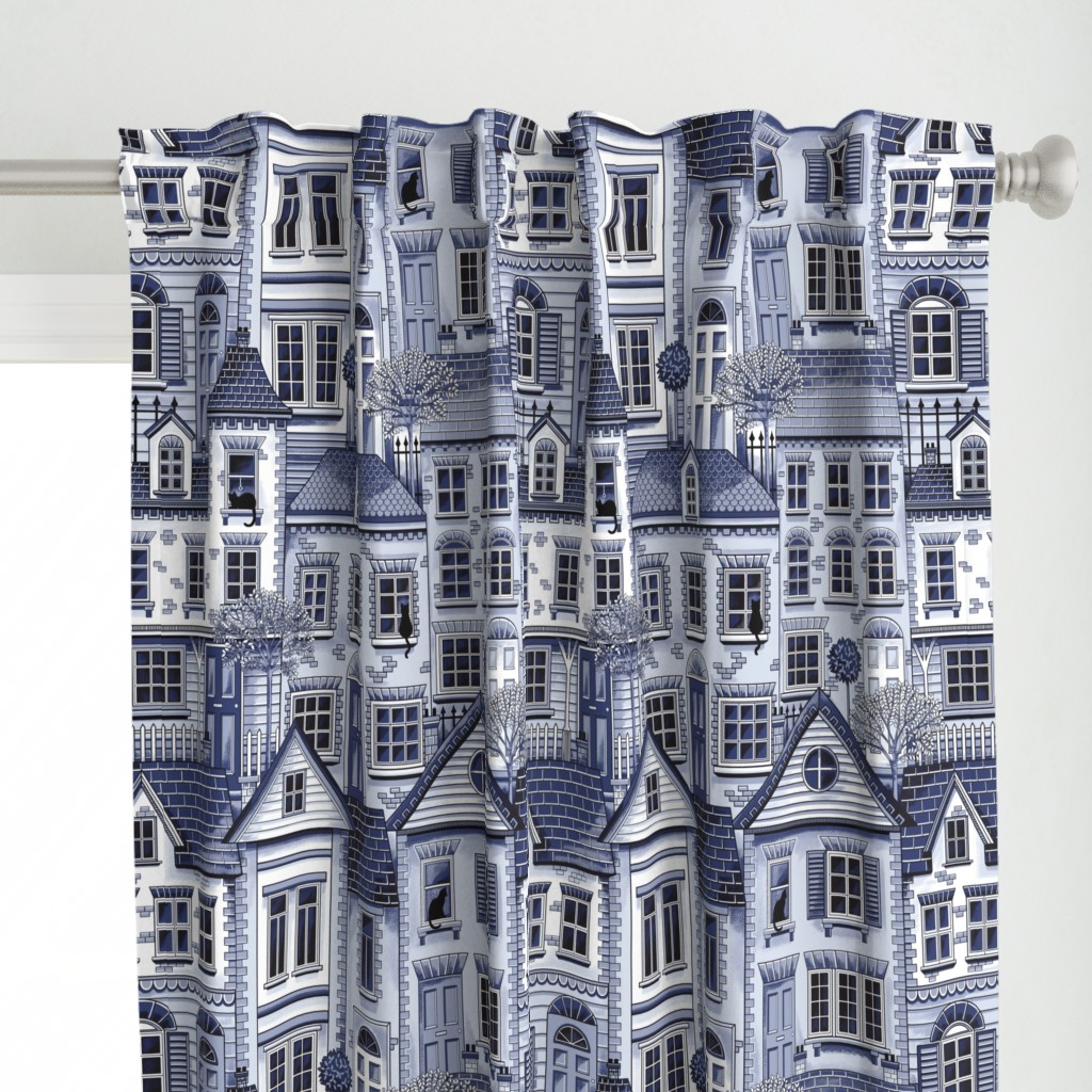 Town house toile blue