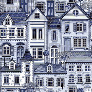 Town house toile blue