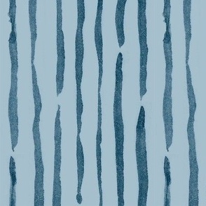 Watercolor Pinstripes - blue gray