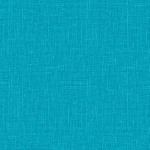 Linen look texture printed Bluebird teal blue color