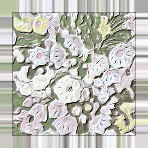 Chalk White Laurel Blooms DIY Scarf 36” Square