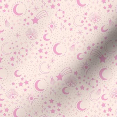 Mystic Universe party sun moon phase and stars sweet dreams pale peach pink girls
