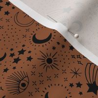 Mystic Universe party sun moon phase and stars sweet dreams rust copper brown black