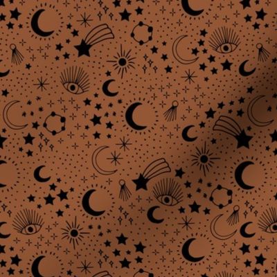 Mystic Universe party sun moon phase and stars sweet dreams rust copper brown black