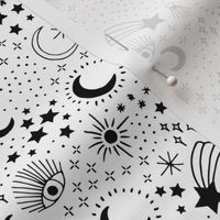 Mystic Universe party sun moon phase and stars sweet dreams monochrome black and white