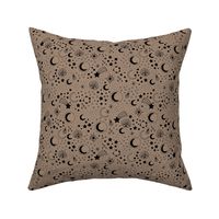 Mystic Universe party sun moon phase and stars sweet dreams coffee brown neutral black