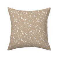 Mystic Universe party sun moon phase and stars sweet dreams latte beige brown white