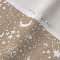 Mystic Universe party sun moon phase and stars sweet dreams latte beige brown white