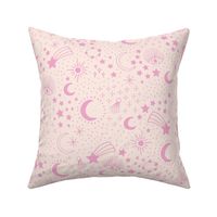 Mystic Universe party sun moon phase and stars sweet dreams pale peach pink girls LARGE
