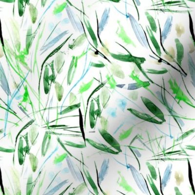 Tuscan bushes - smaller scale watercolor abstract grass p291