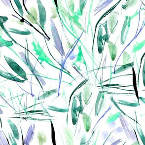 Tuscan bushes - watercolor painted abstract grass