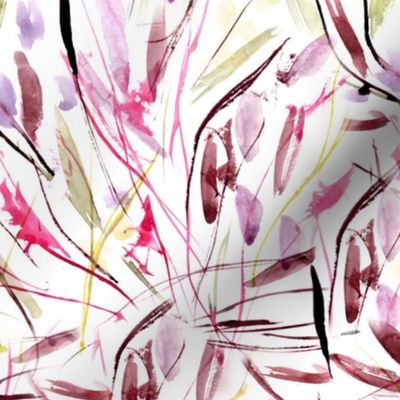 Burgundy Tuscan bushes - watercolor abstract grass in pink shades for modern home decor, bedding, nursery