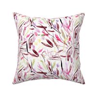 Burgundy Tuscan bushes - watercolor abstract grass in pink shades for modern home decor, bedding, nursery