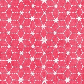 Constellations Block Print in Pomegranate (large scale) | Geometric stars fabric, Moroccan tile pattern, hot pink boho print.