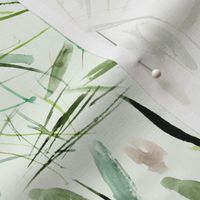 Khaki Tuscan bushes - watercolor abstract grass 291