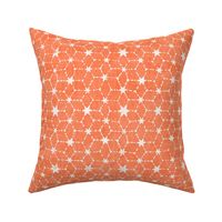 Constellations Block Print in Tangerine (xl scale) | Geometric stars fabric, Moroccan tile pattern, bright orange boho print.
